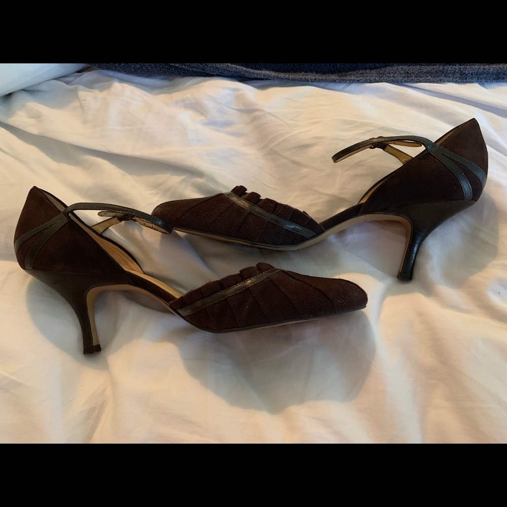 Brown suede heels